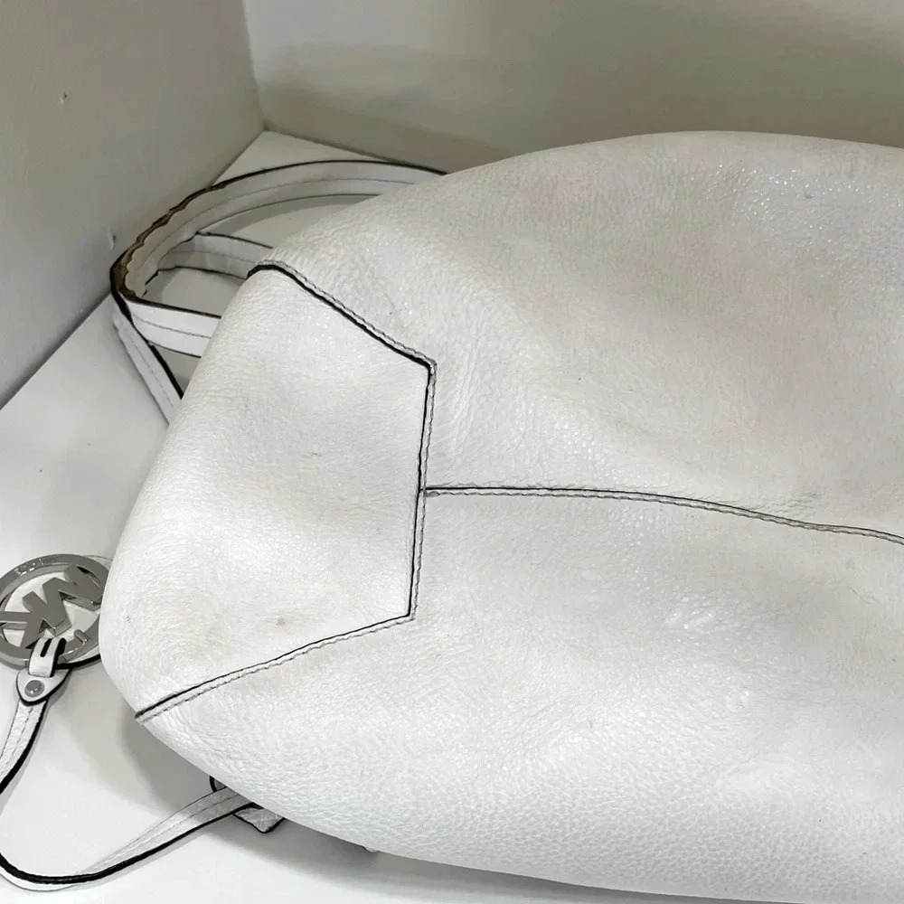 Michael Kors Tote White with Silver Metallic Reversible designer fashion chic - Picture 12 of 16